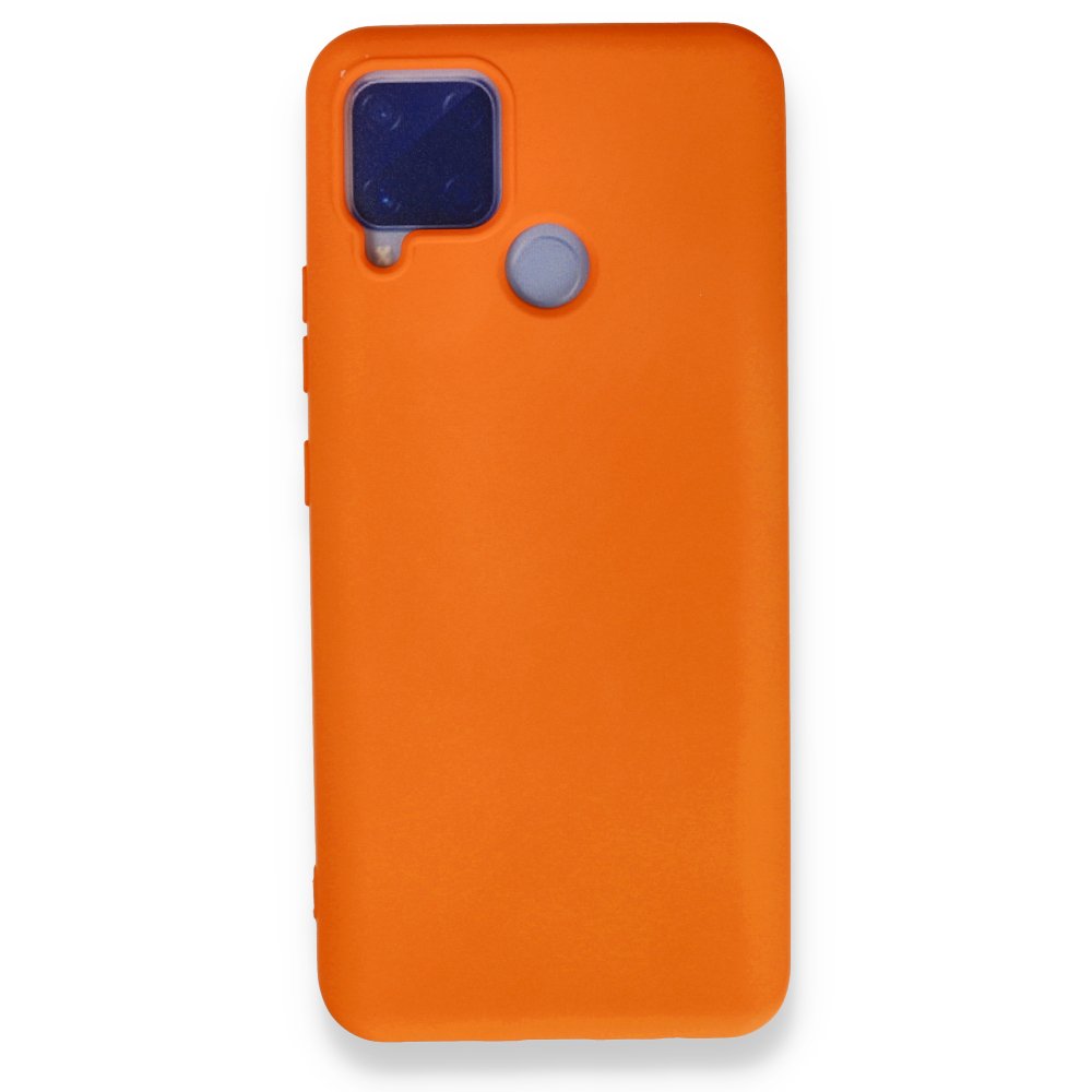 Realme C15 Kılıf Nano içi Kadife Silikon - Turuncu  Realme C15 Kılıf Nano içi Kadife Silikon - Turuncu