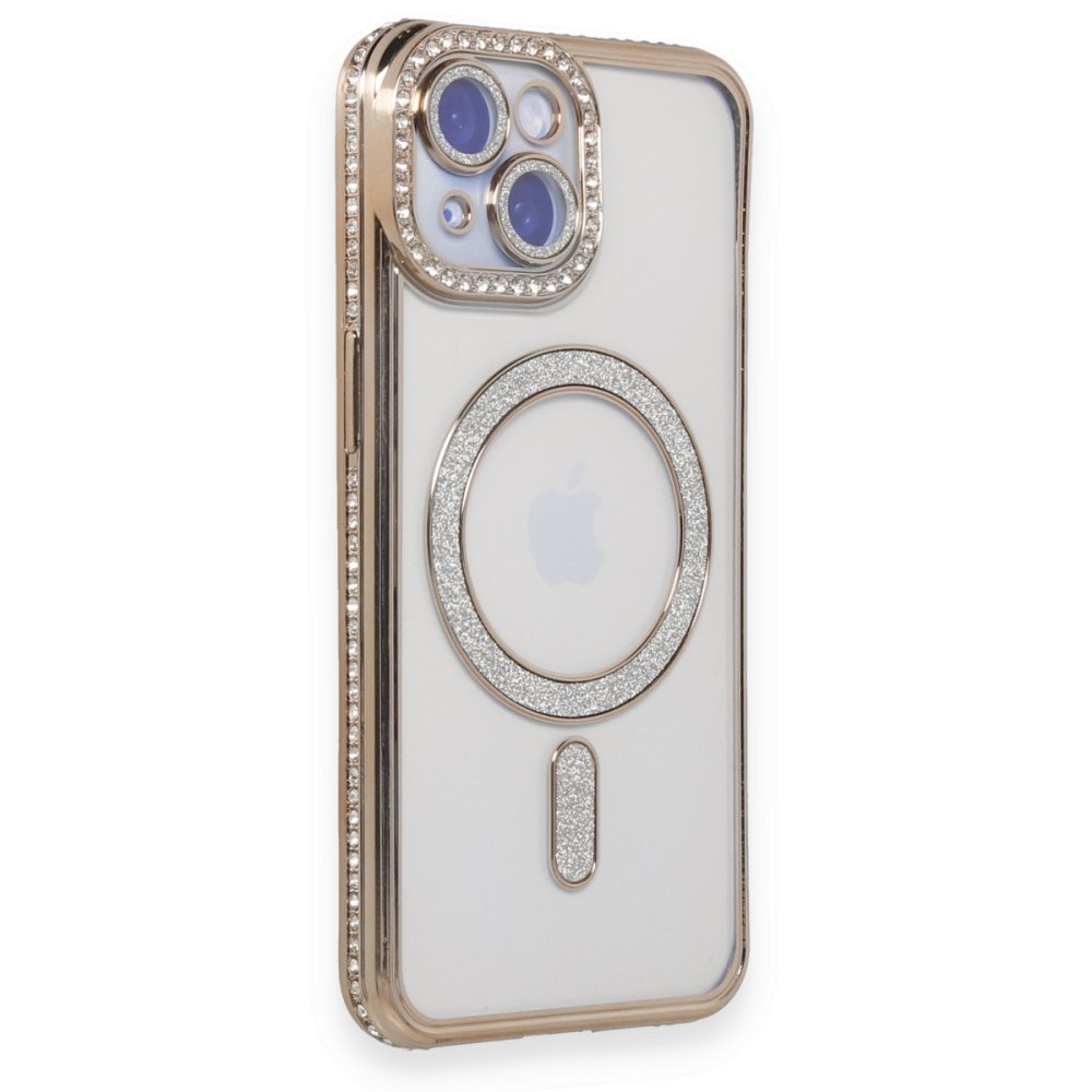  iPhone 15 Kılıf Joke Simli Magneticsafe Kılıf - Gold