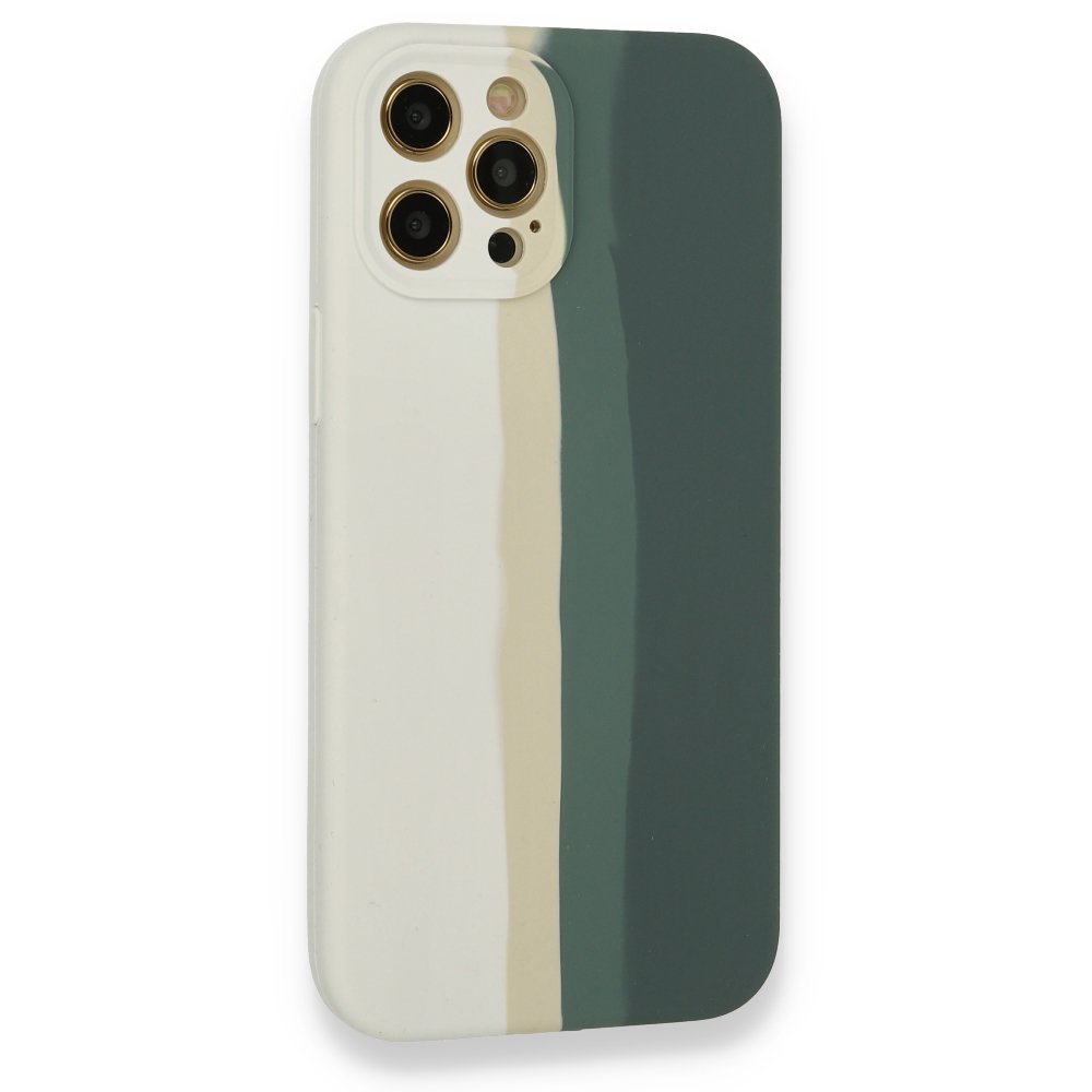  iPhone 12 Pro Kılıf Ebruli Lansman Silikon - Beyaz-Gri