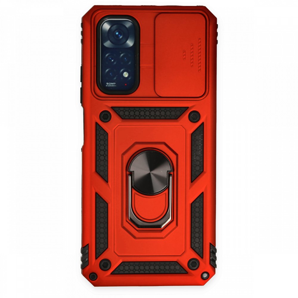 Redmi Note 11 Kılıf Pars Lens Yüzüklü Silikon - Kırmızı
