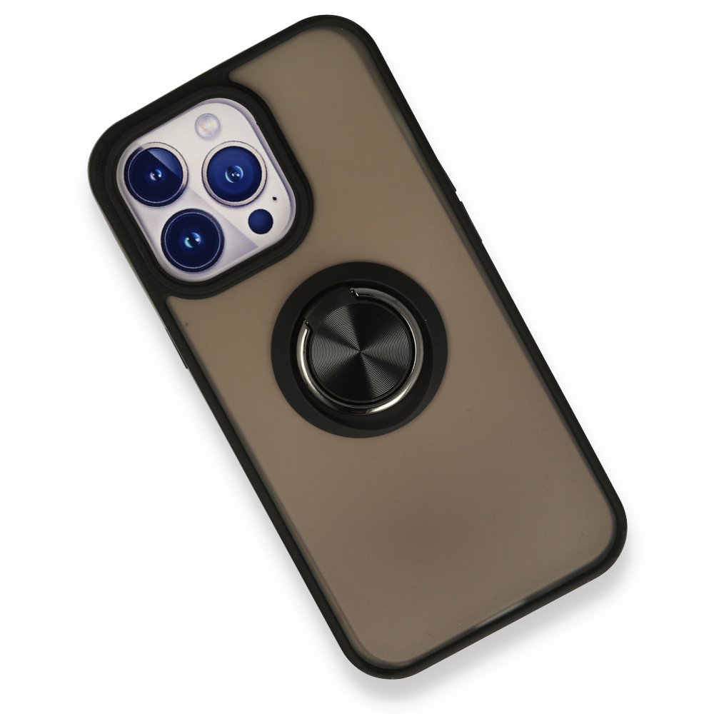 iPhone 13 Pro Kılıf Montreal Yüzüklü Silikon Kapak - Siyah iPhone 13 Pro Kılıf Montreal Yüzüklü Silikon Kapak - Siyah