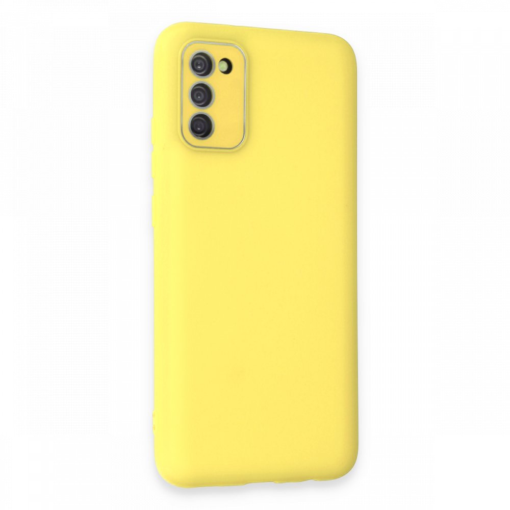  Samsung Galaxy A02S Kılıf Lansman Glass Kapak - Sarı
