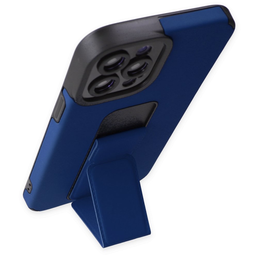  iPhone 12 Pro Max Kılıf Mega Standlı Silikon - Mavi