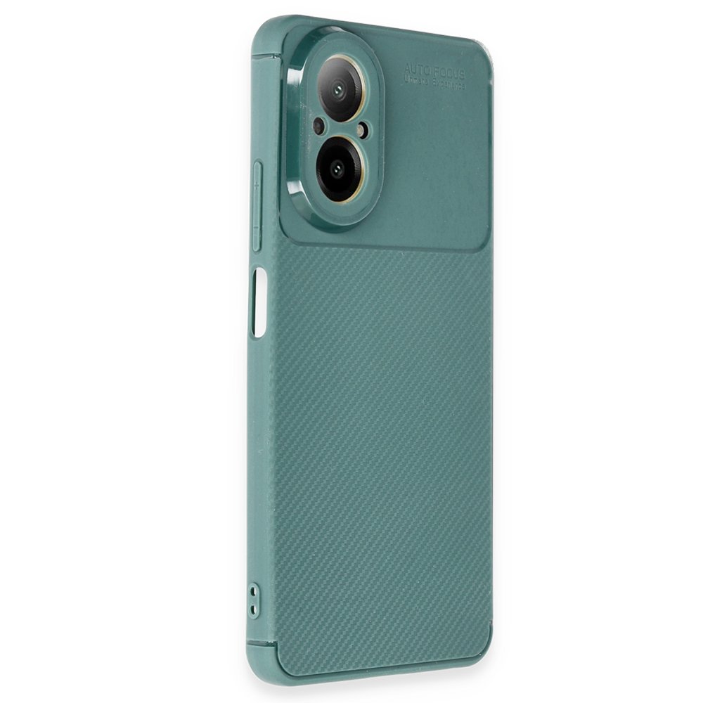 Realme 12 Lite Kılıf Auto Focus Karbon Kapak - Koyu Yeşil  Realme 12 Lite Kılıf Auto Focus Karbon Kapak - Koyu Yeşil