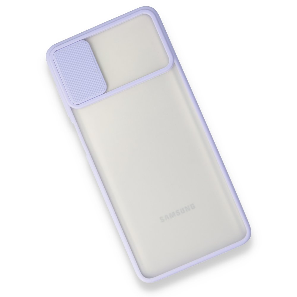  Samsung Galaxy M51 Kılıf Palm Buzlu Kamera Sürgülü Silikon - Lila