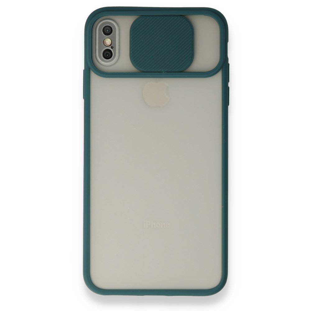 iPhone X Kılıf Palm Buzlu Kamera Sürgülü Silikon - Yeşil  iPhone X Kılıf Palm Buzlu Kamera Sürgülü Silikon - Yeşil