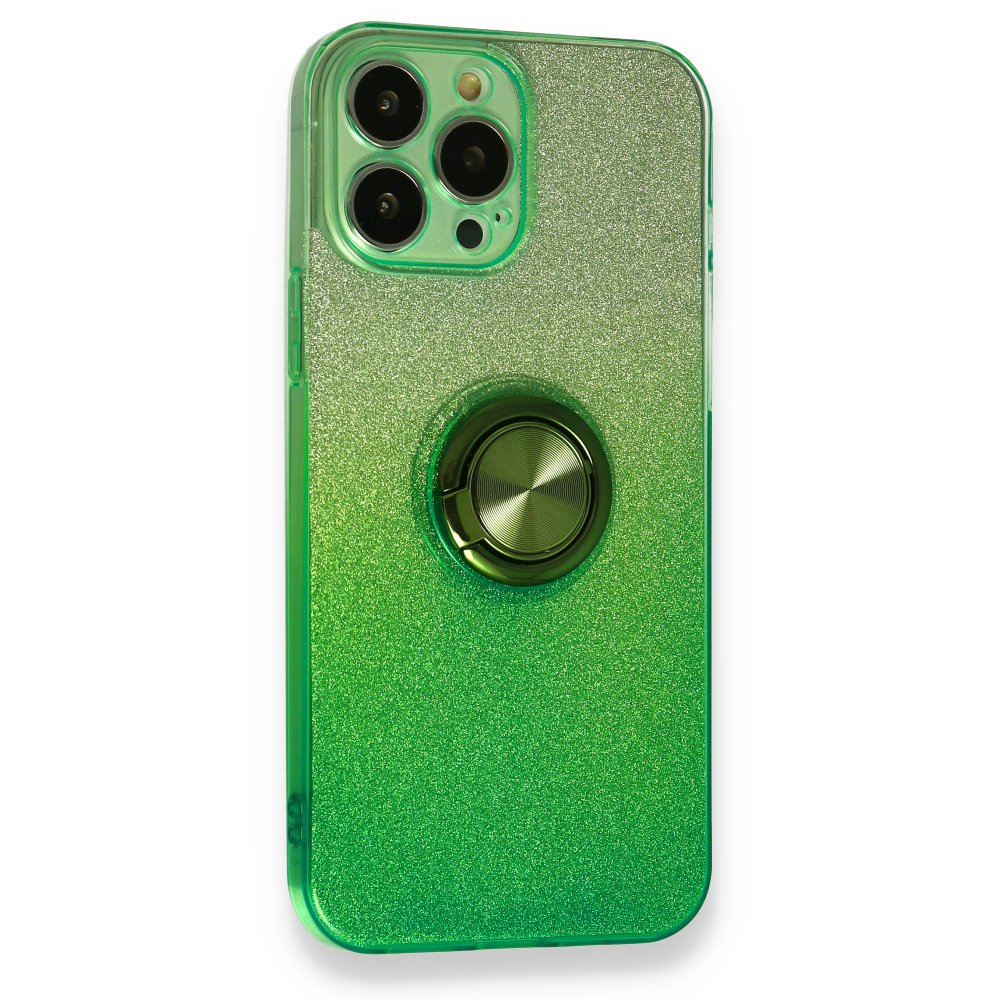 iPhone 13 Pro Max Kılıf Simli Yüzüklü Silikon - Yeşil iPhone 13 Pro Max Kılıf Simli Yüzüklü Silikon - Yeşil