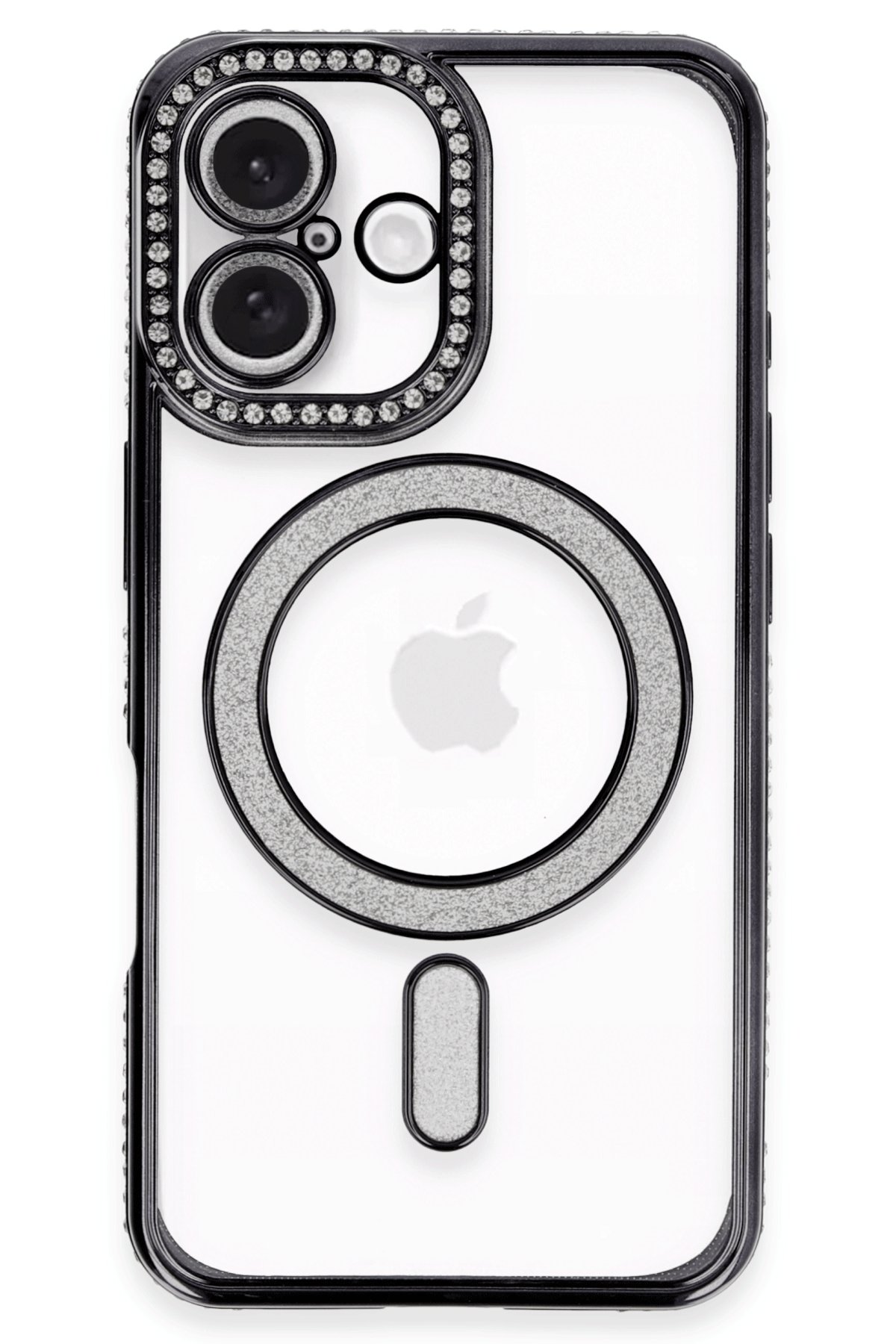  iPhone 16 Plus Kılıf Joke Simli Magneticsafe Kılıf - Siyah