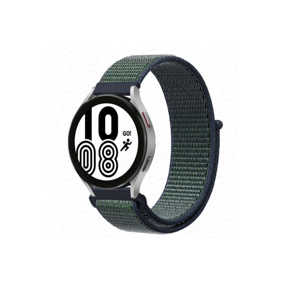  Samsung Galaxy Watch 5 Pro Hasırlı Cırtcırtlı Kordon - Lacivert-Yeşil