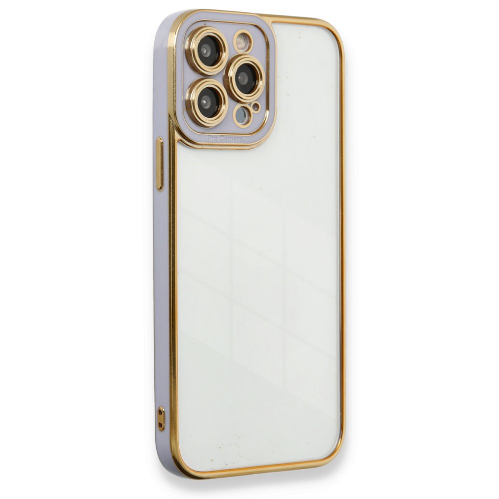  iPhone 13 Pro Kılıf Liva Lens Silikon - Lila