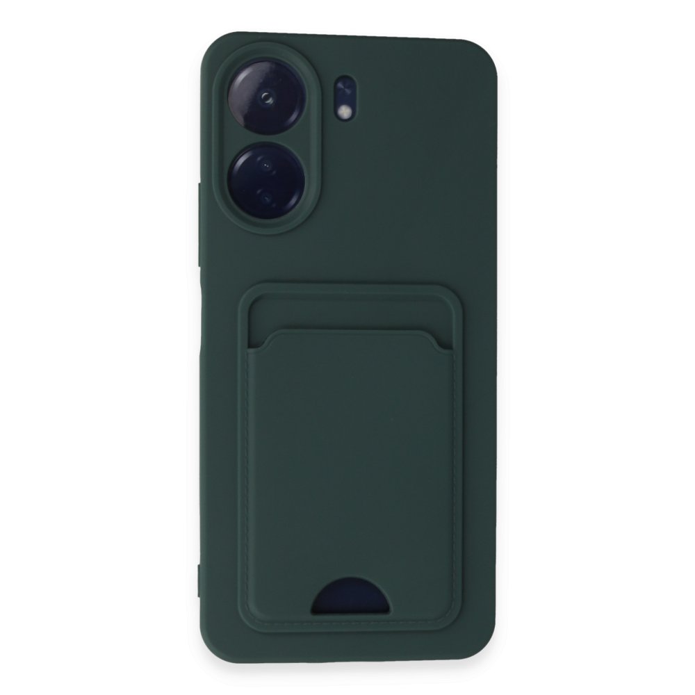  Xiaomi Poco C65 Kılıf Kelvin Kartvizitli Silikon - Koyu Yeşil