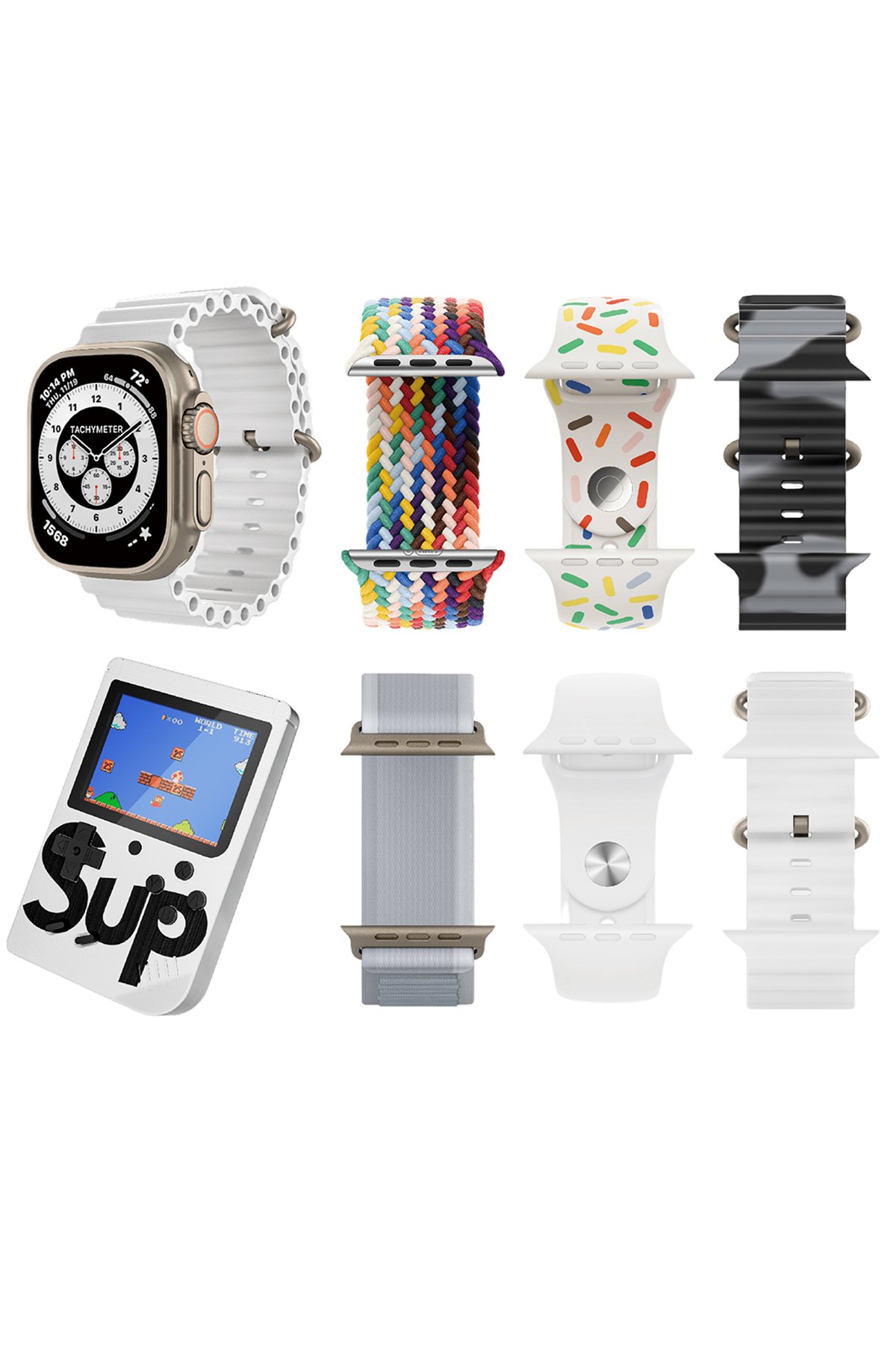 Karler Bass K3 Kombo 7 Adet Kordon ve Ekstra Atari Hediyeli Konuşma Özellikli Akıllı Saat - Beyaz Karler Bass K3 Kombo 7 Adet Kordon ve Ekstra Atari Hediyeli Konuşma Özellikli Akıllı Saat - Beyaz