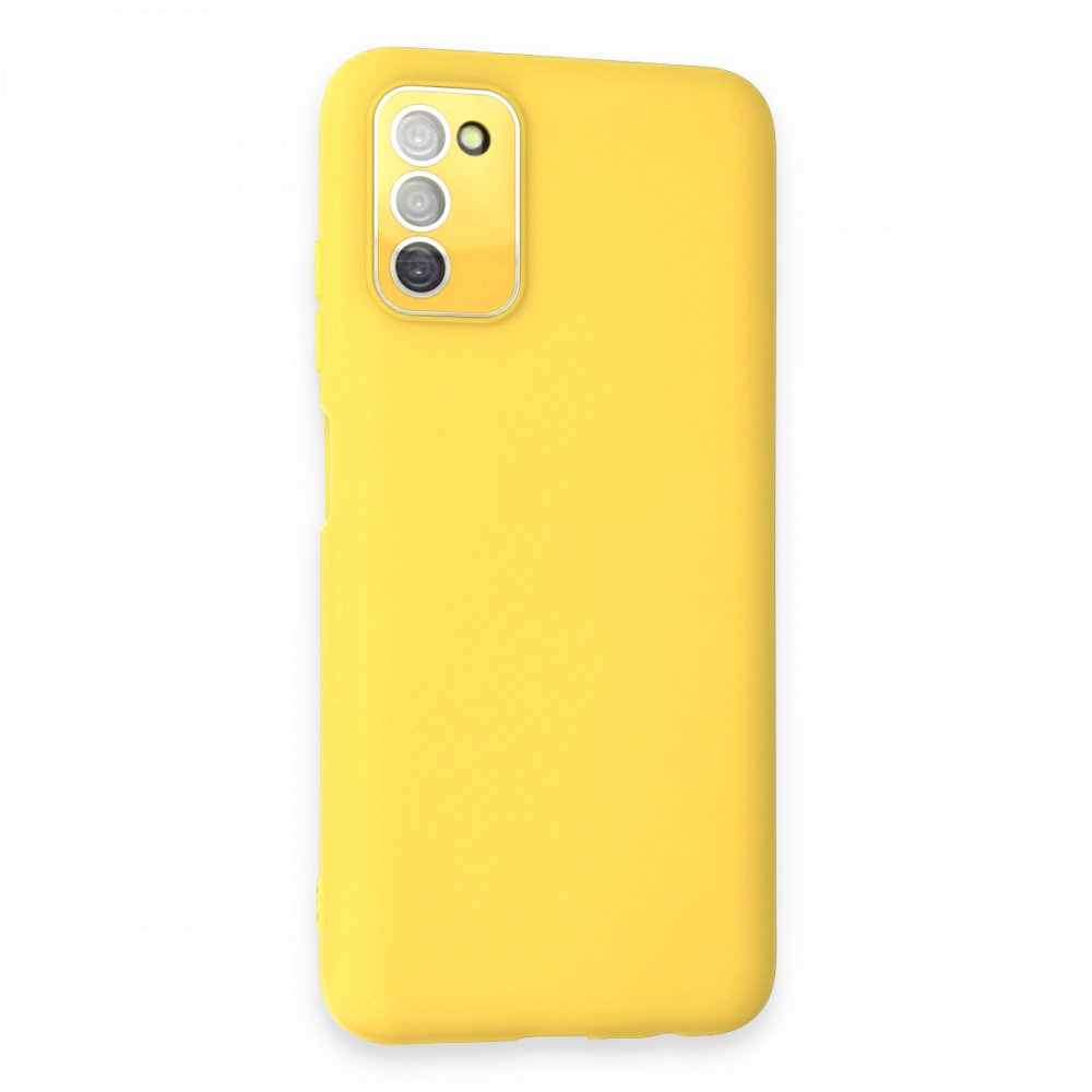  Samsung Galaxy A03S Kılıf Lansman Glass Kapak - Sarı