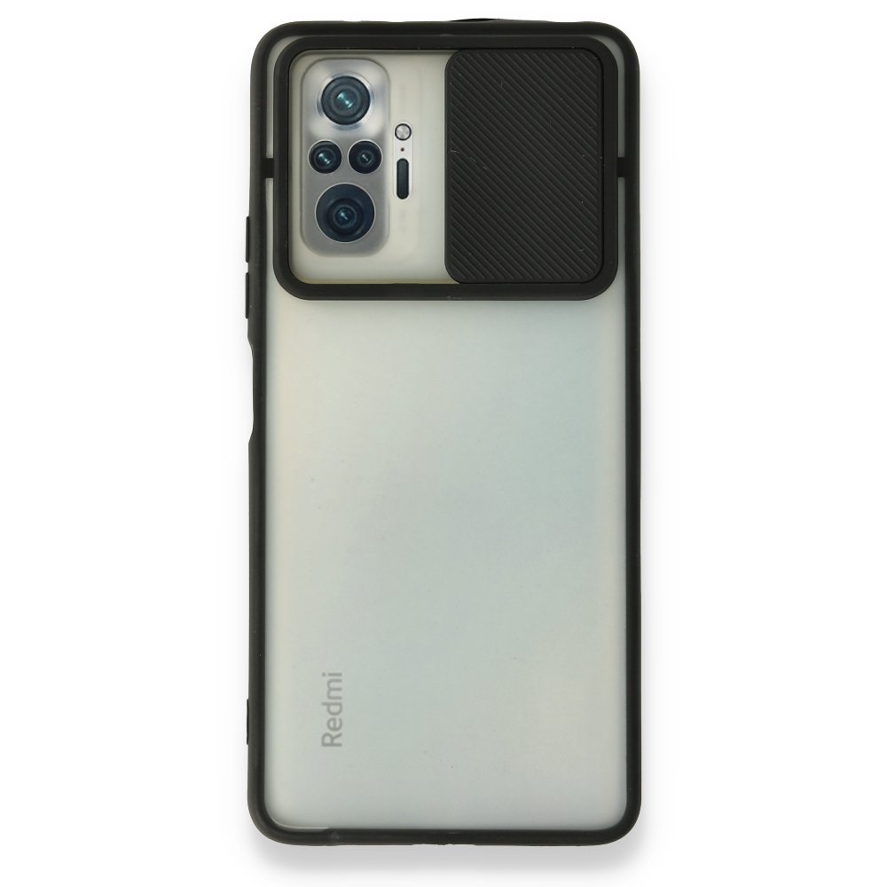 Redmi Note 10 Pro Kılıf Palm Buzlu Kamera Sürgülü Silikon - Siyah
