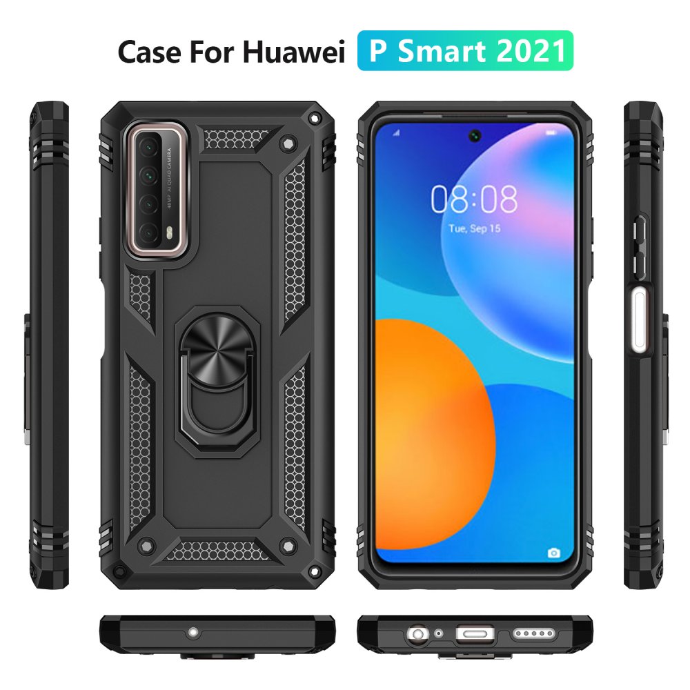 Huawei P Smart 2021 Kılıf Sofya Yüzüklü Silikon Kapak - Siyah  Huawei P Smart 2021 Kılıf Sofya Yüzüklü Silikon Kapak - Siyah