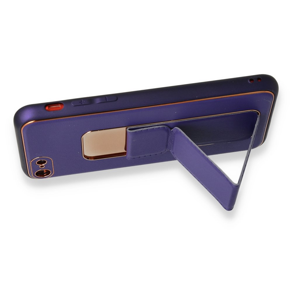  iPhone 7 Kılıf Coco Deri Standlı Kapak - Mor