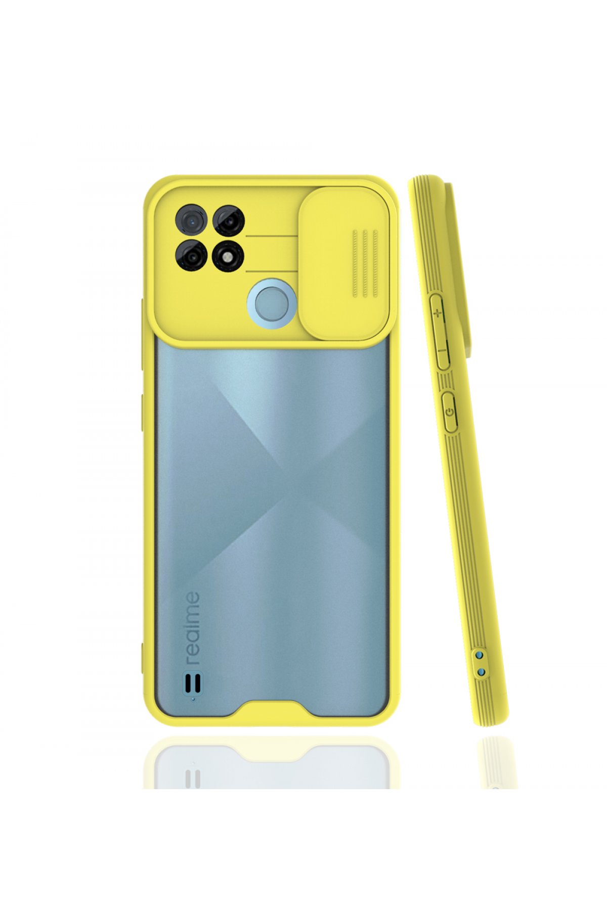  Realme C21 Kılıf Platin Kamera Koruma Silikon - Sarı