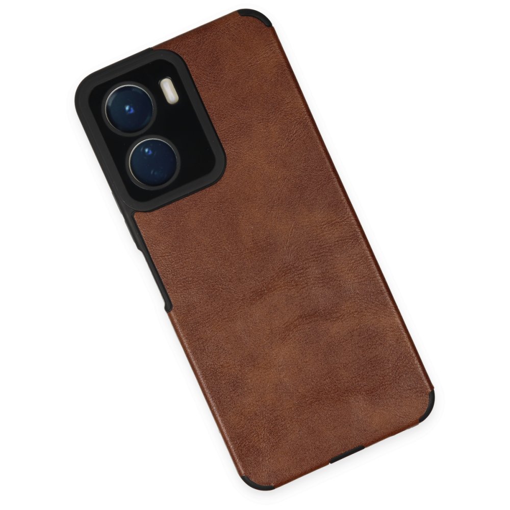  Vivo Y16 Kılıf Loop Deri Silikon - Kahverengi