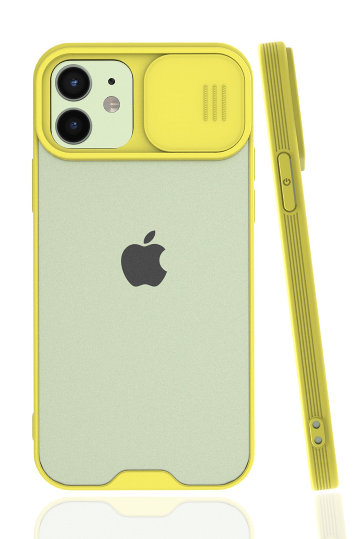  iPhone 12 Kılıf Platin Kamera Koruma Silikon - Sarı