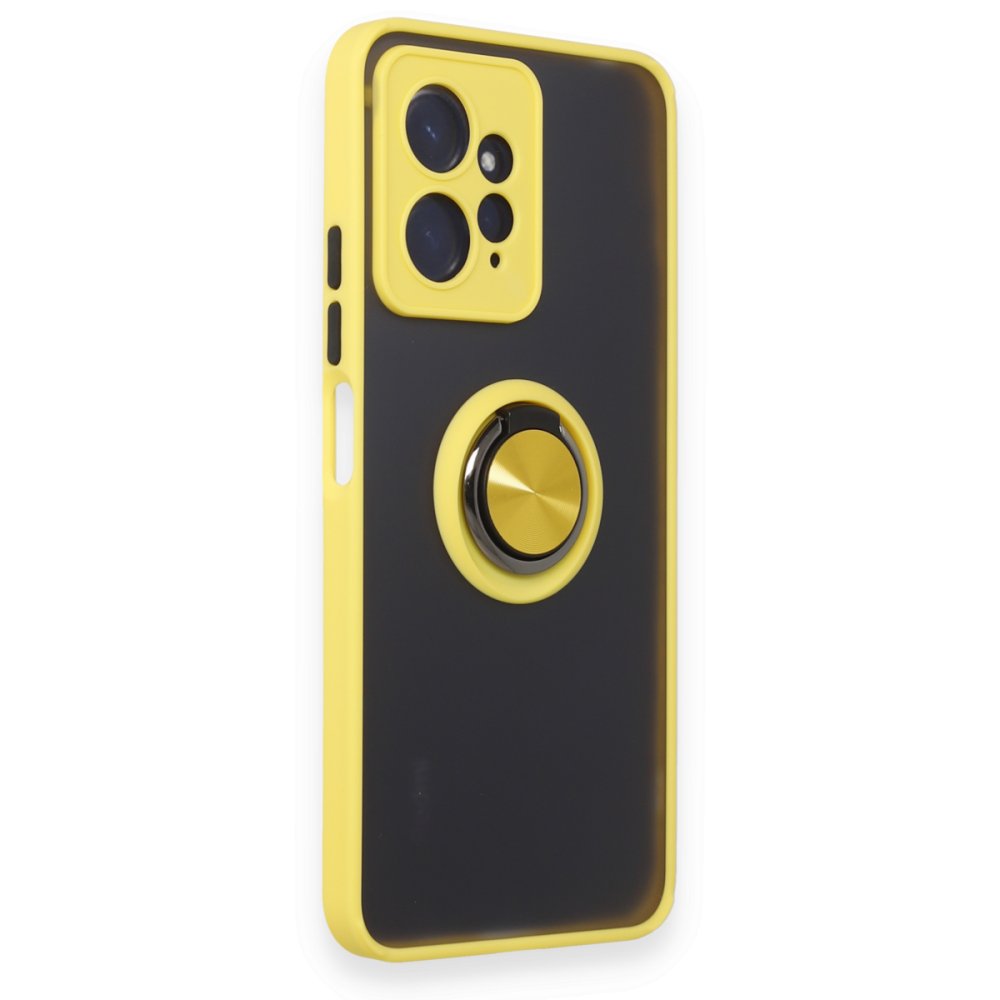 Redmi Note 12 4G Kılıf Montreal Yüzüklü Silikon Kapak - Sarı