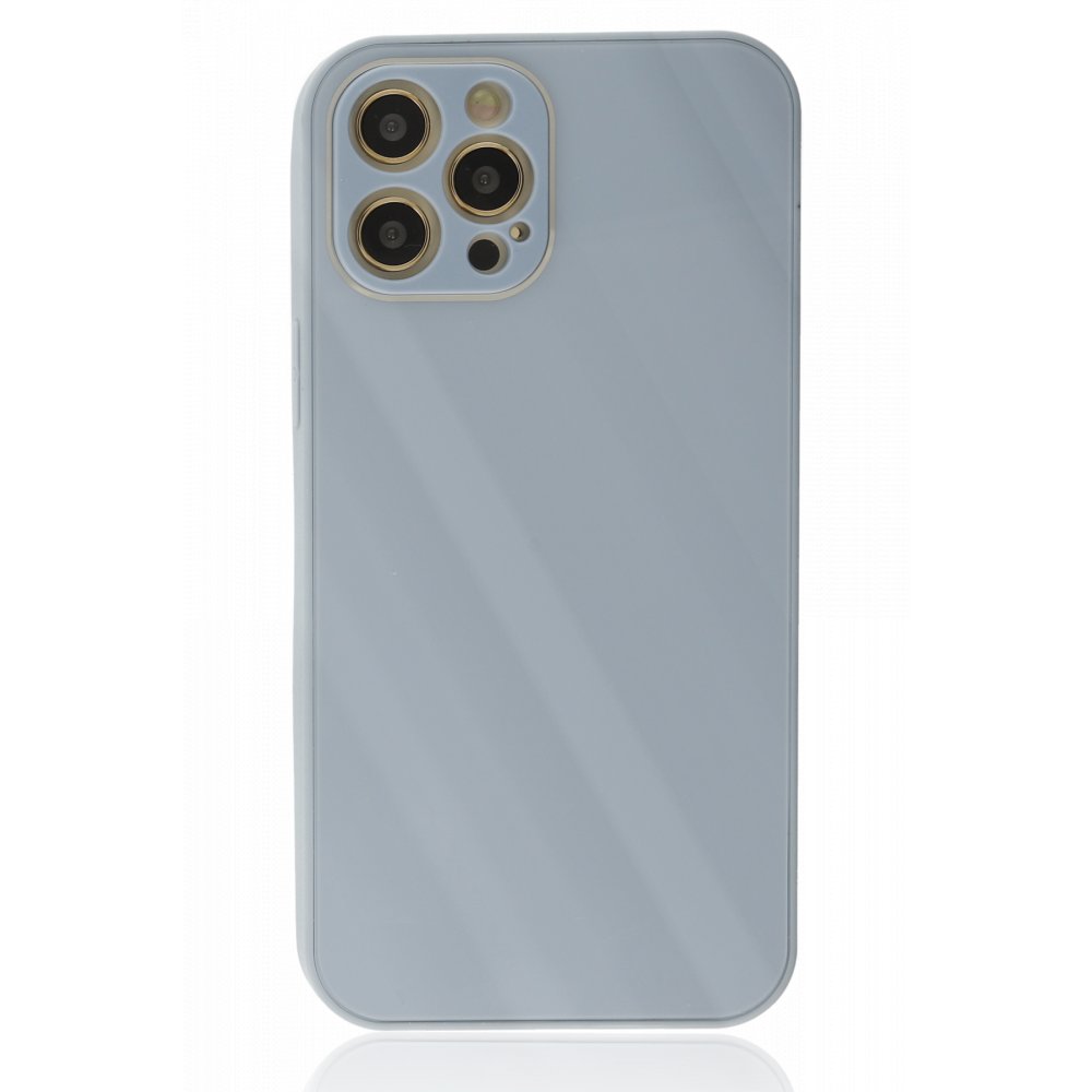  iPhone 12 Pro Kılıf Glass Kapak - Sky Blue