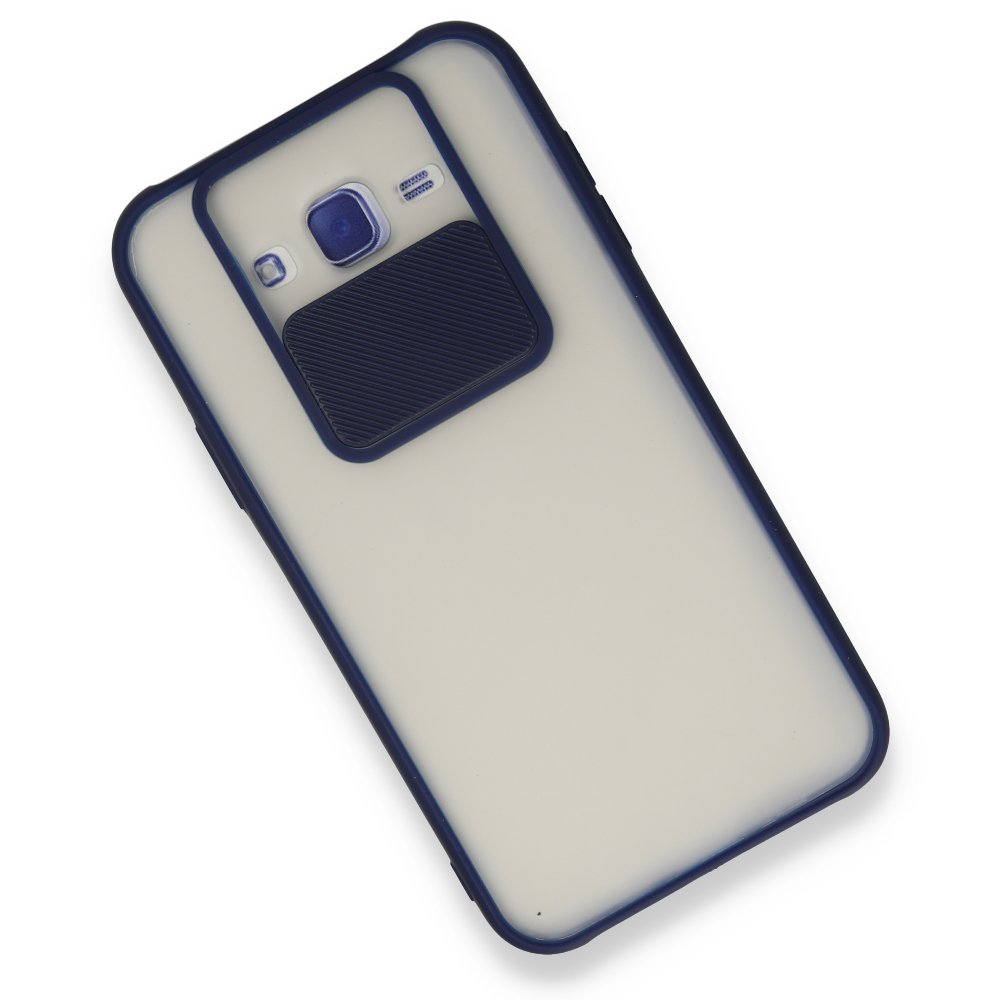  Samsung Galaxy J7 Kılıf Palm Buzlu Kamera Sürgülü Silikon - Lacivert