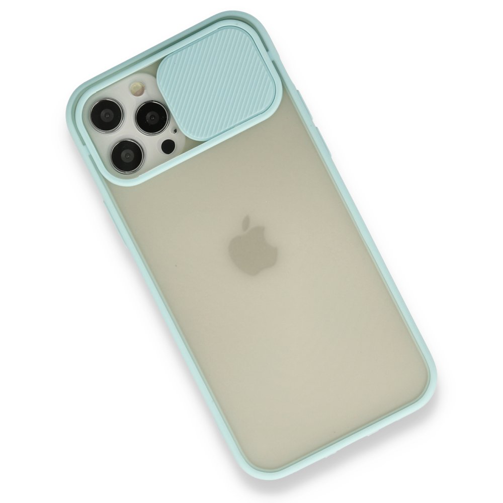  iPhone 12 Pro Kılıf Palm Buzlu Kamera Sürgülü Silikon - Turkuaz