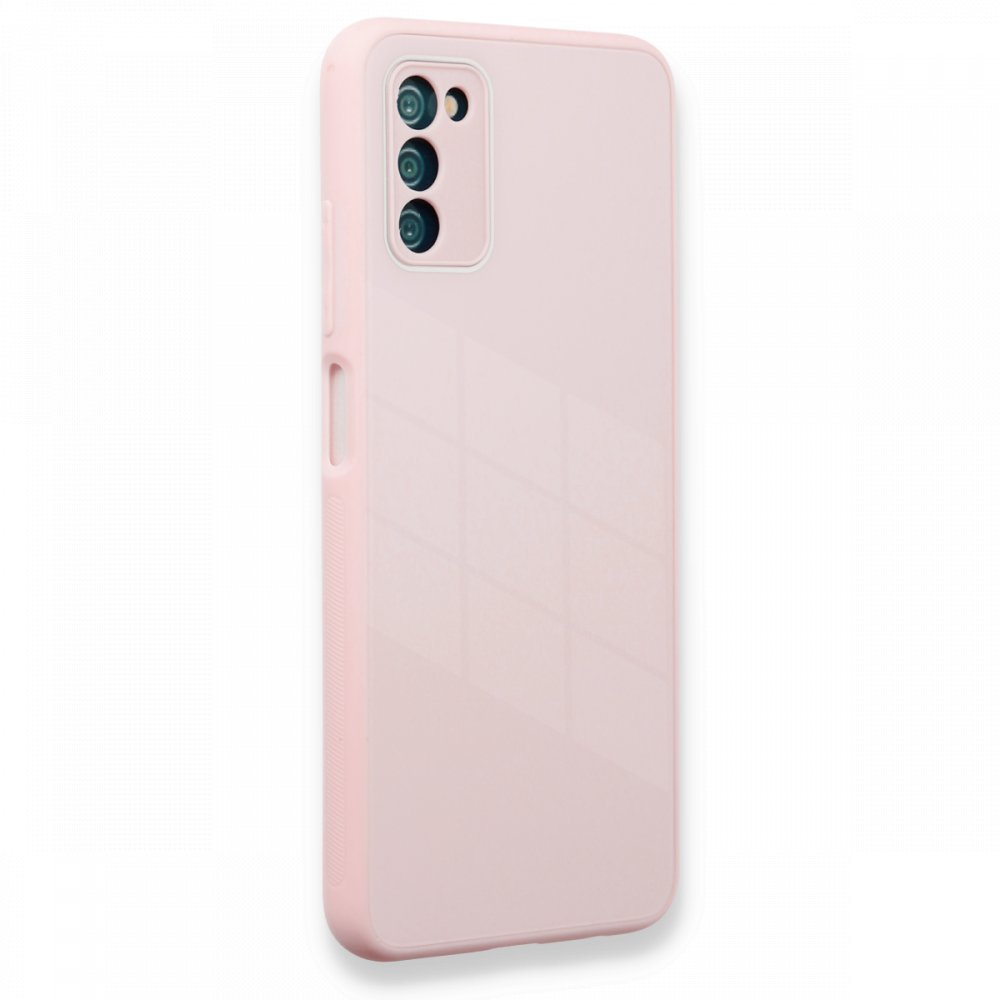  Samsung Galaxy A03S Kılıf Glass Kapak - Pembe