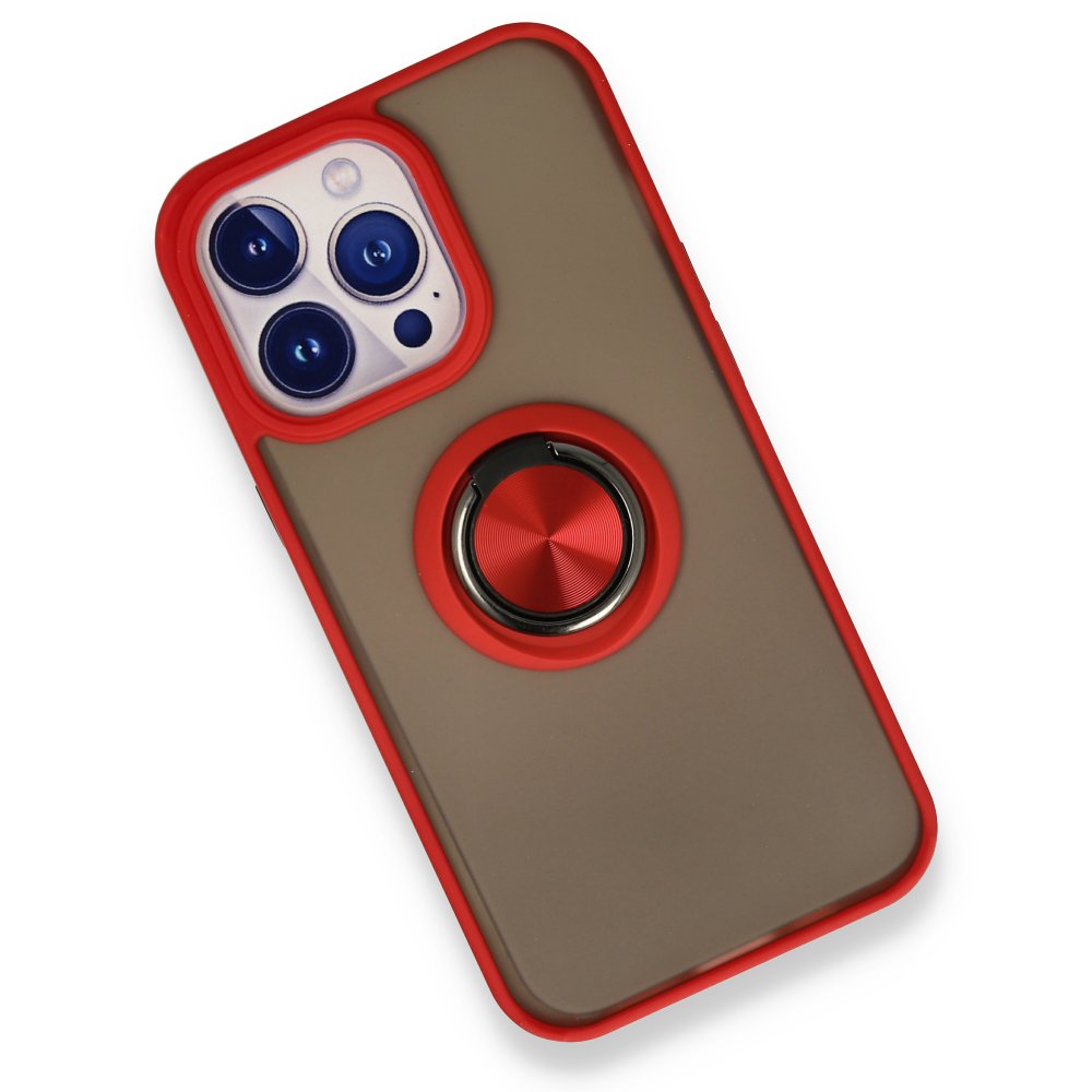 iPhone 13 Pro Max Kılıf Montreal Yüzüklü Silikon Kapak - Kırmızı  iPhone 13 Pro Max Kılıf Montreal Yüzüklü Silikon Kapak - Kırmızı