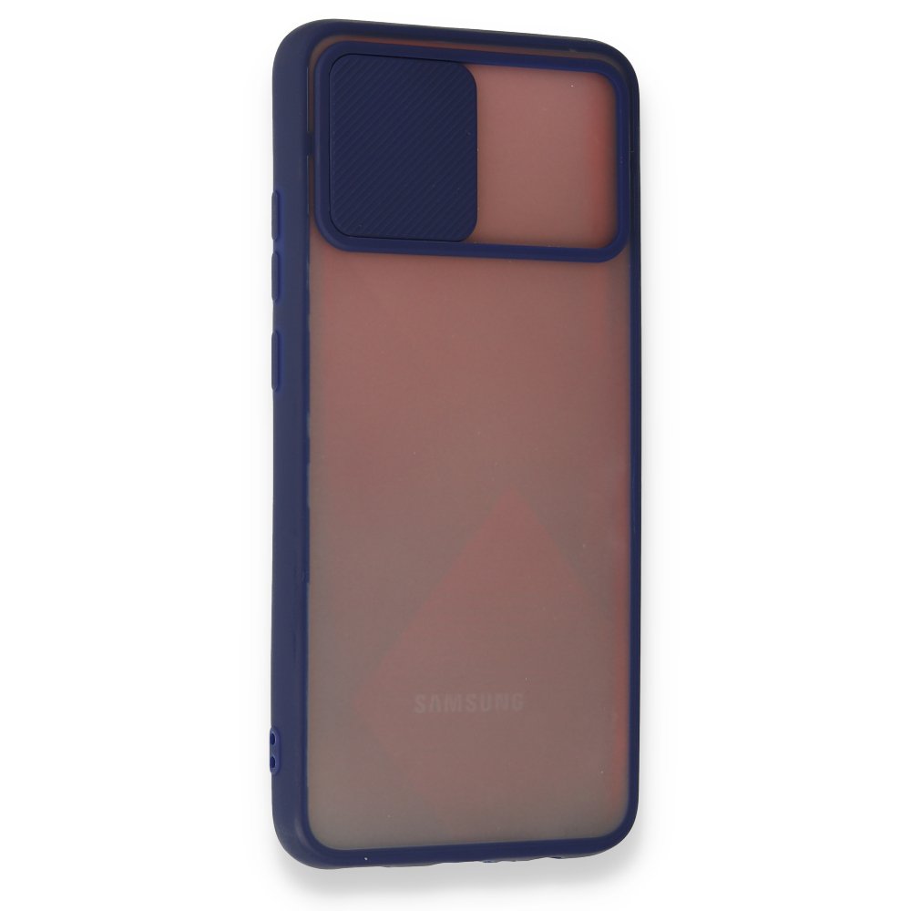  Samsung Galaxy A03S Kılıf Palm Buzlu Kamera Sürgülü Silikon - Lacivert