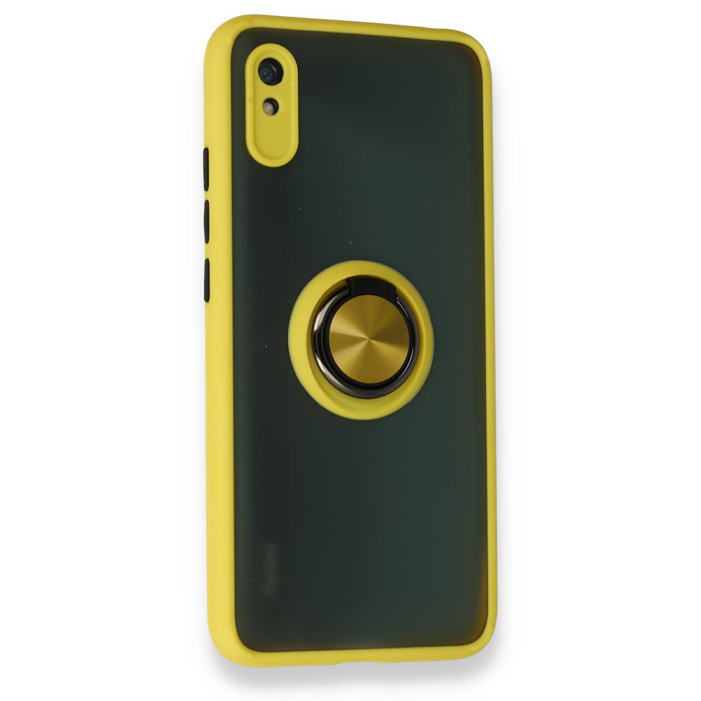 Redmi 9A Kılıf Montreal Yüzüklü Silikon Kapak - Sarı Redmi 9A Kılıf Montreal Yüzüklü Silikon Kapak - Sarı