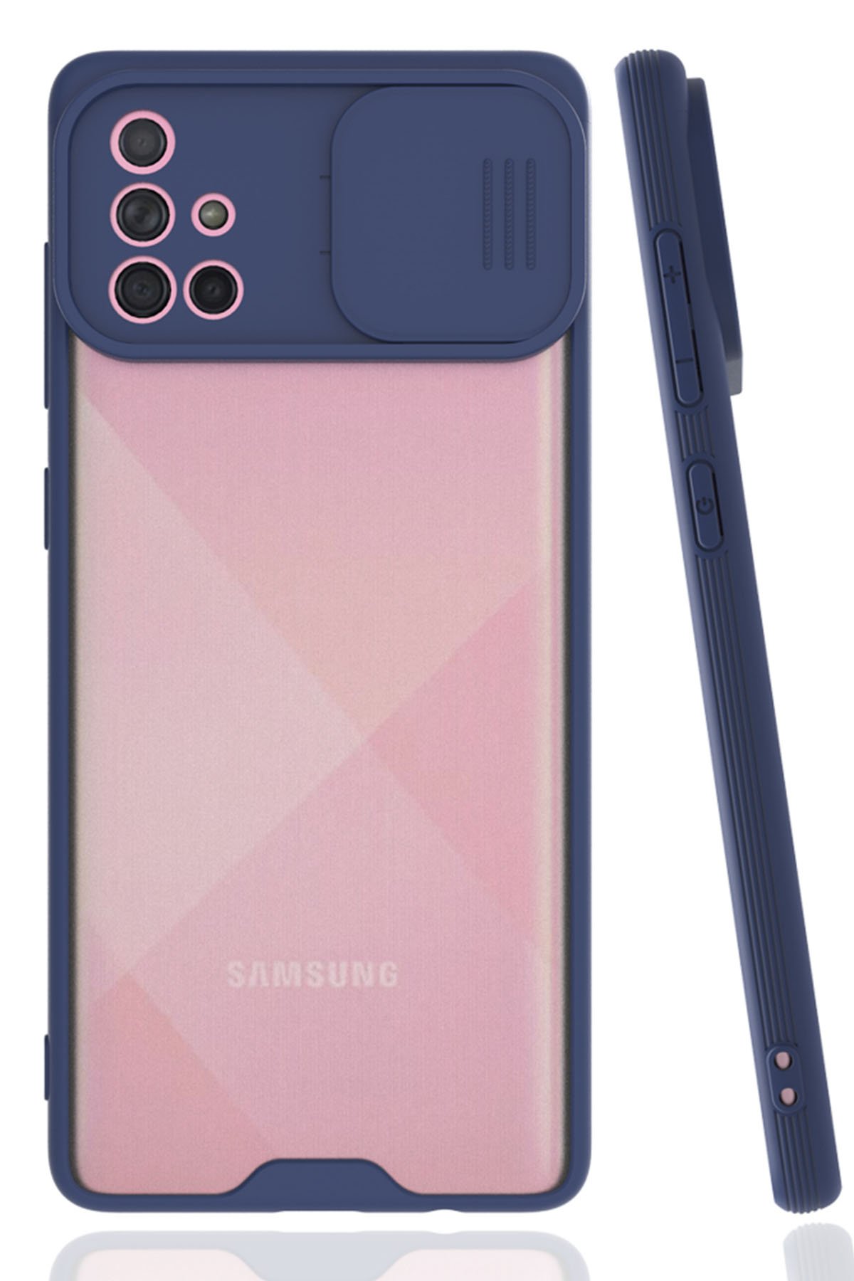  Samsung Galaxy A71 Kılıf Platin Kamera Koruma Silikon - Lacivert