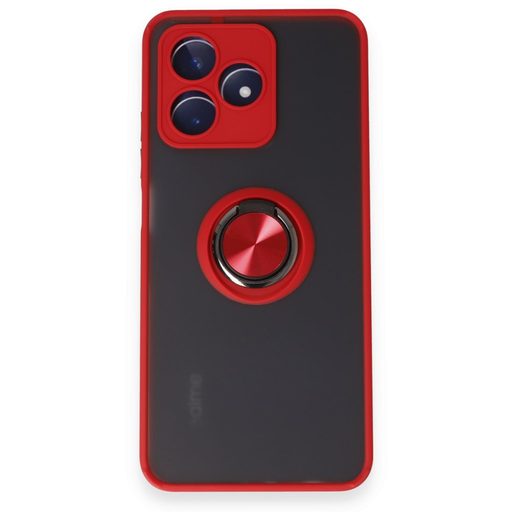  Realme C53 Kılıf Montreal Yüzüklü Silikon Kapak - Kırmızı