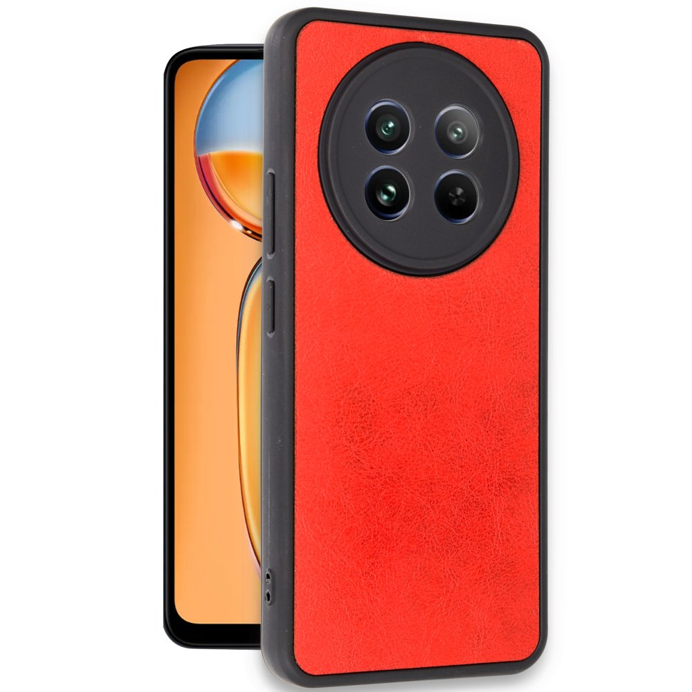 Realme 12 5G Kılıf Aras Deri Kapak - Kırmızı Realme 12 5G Kılıf Aras Deri Kapak - Kırmızı