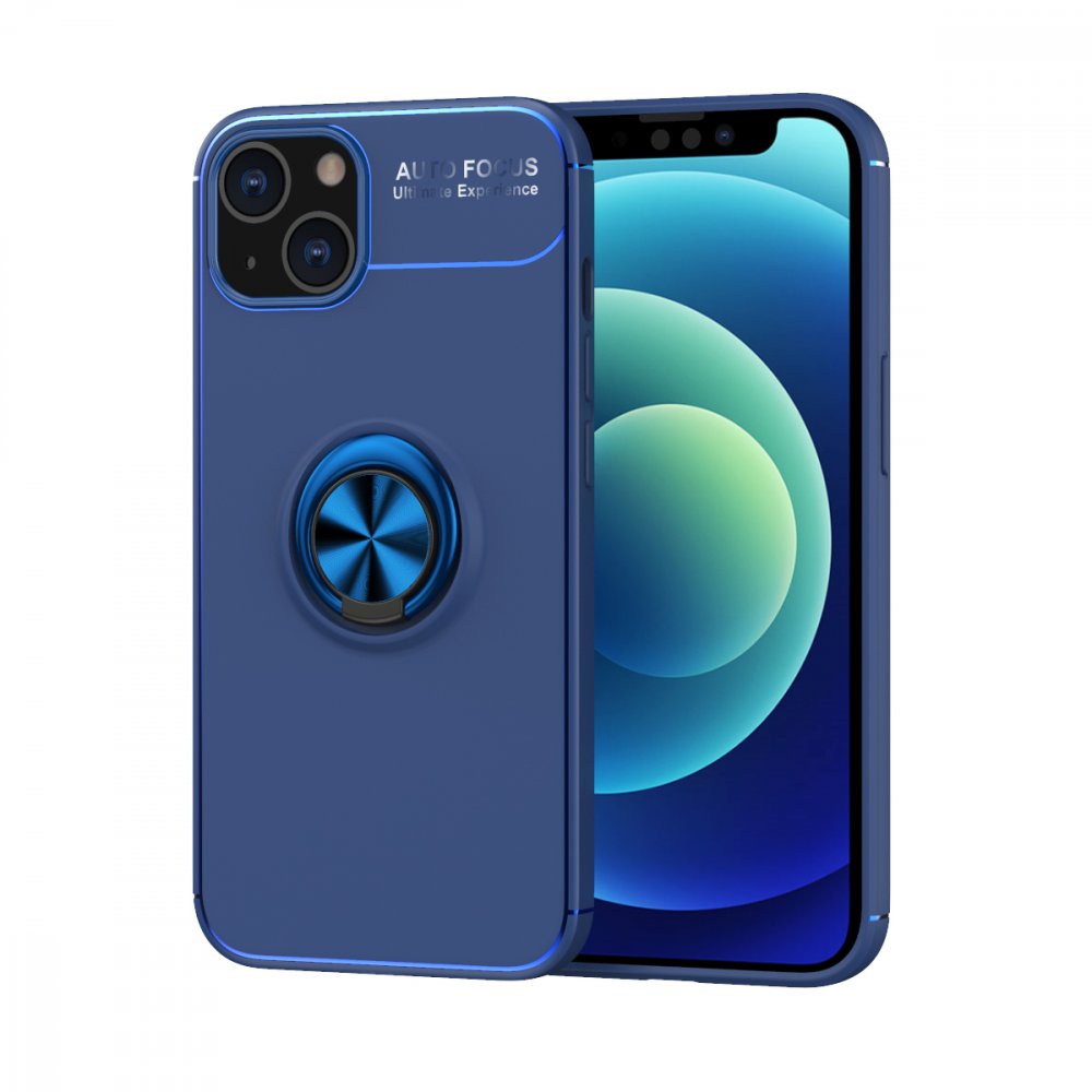  iPhone 13 Kılıf Range Yüzüklü Silikon - Mavi