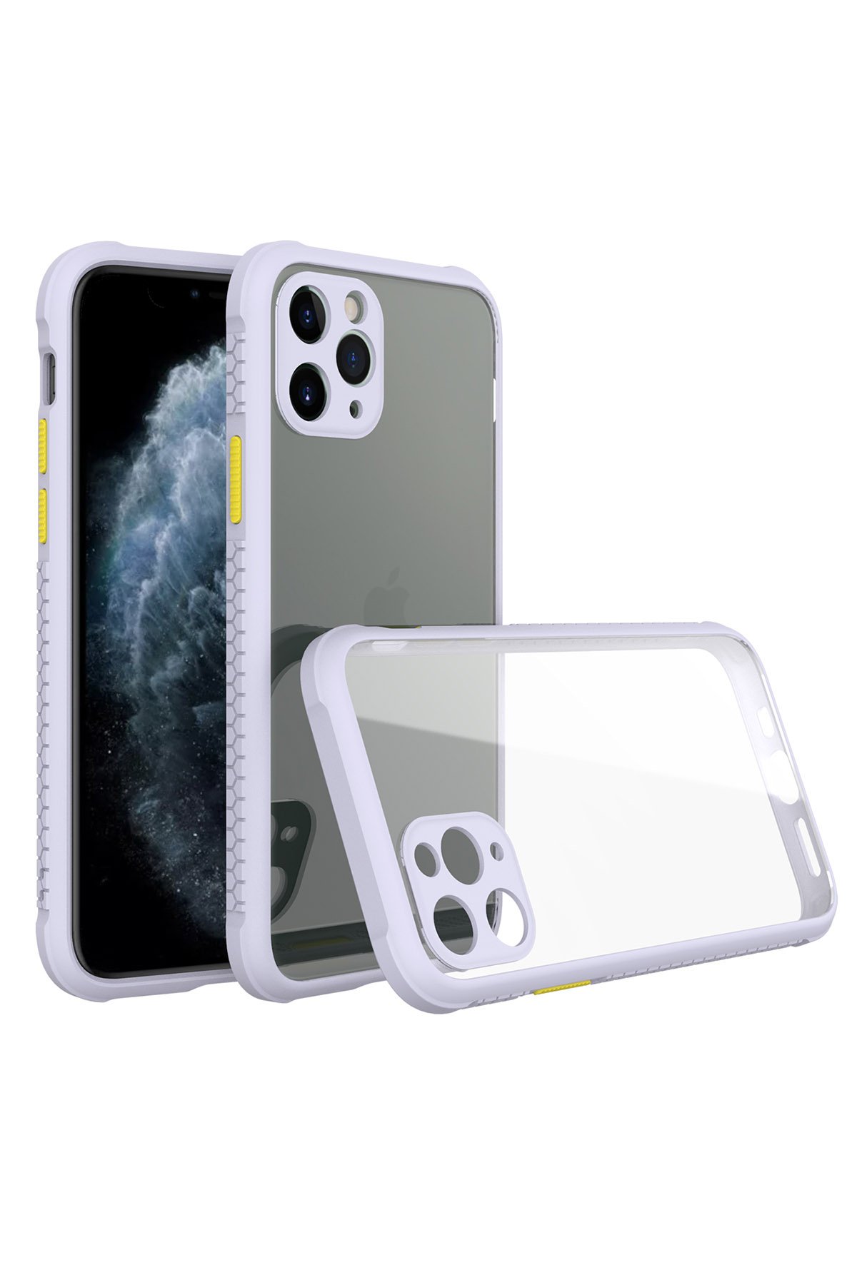  iPhone 11 Pro Max Kılıf Miami Şeffaf Silikon - Lila