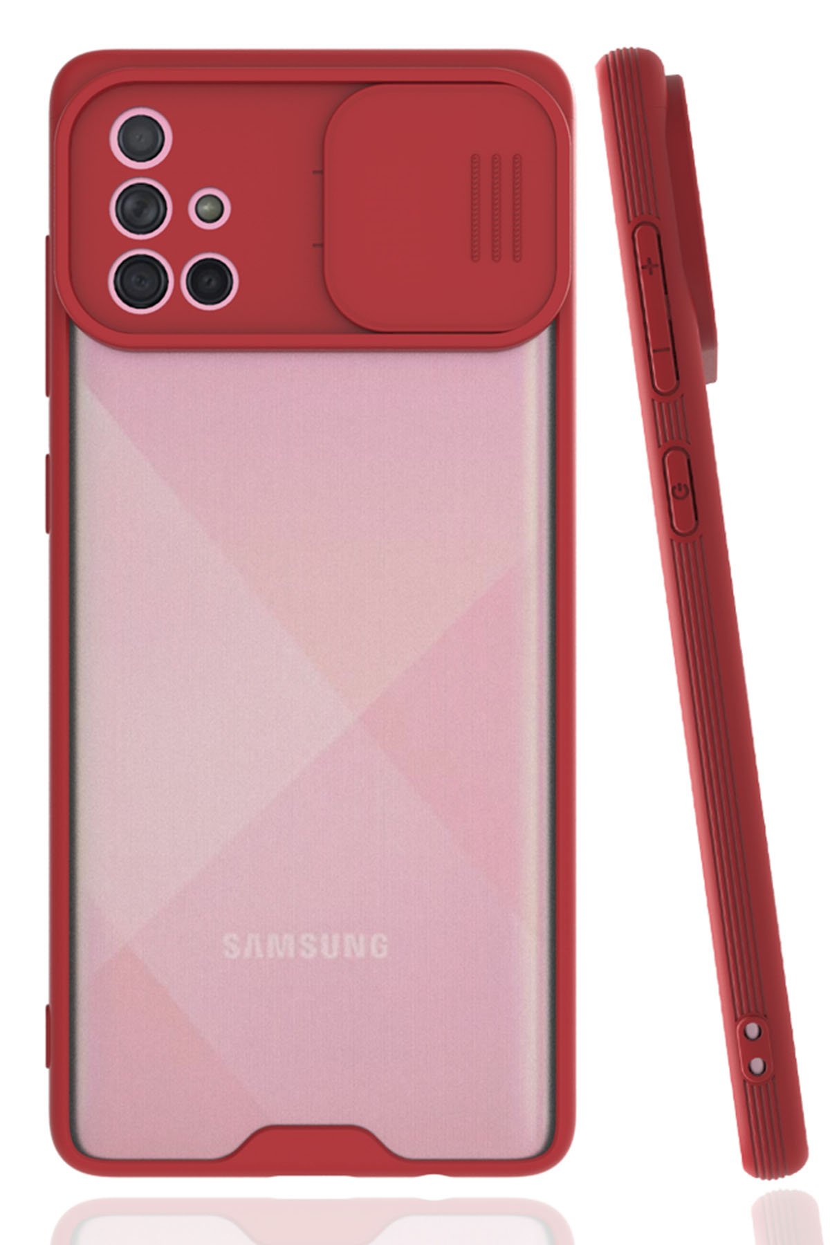  Samsung Galaxy A71 Kılıf Platin Kamera Koruma Silikon - Kırmızı