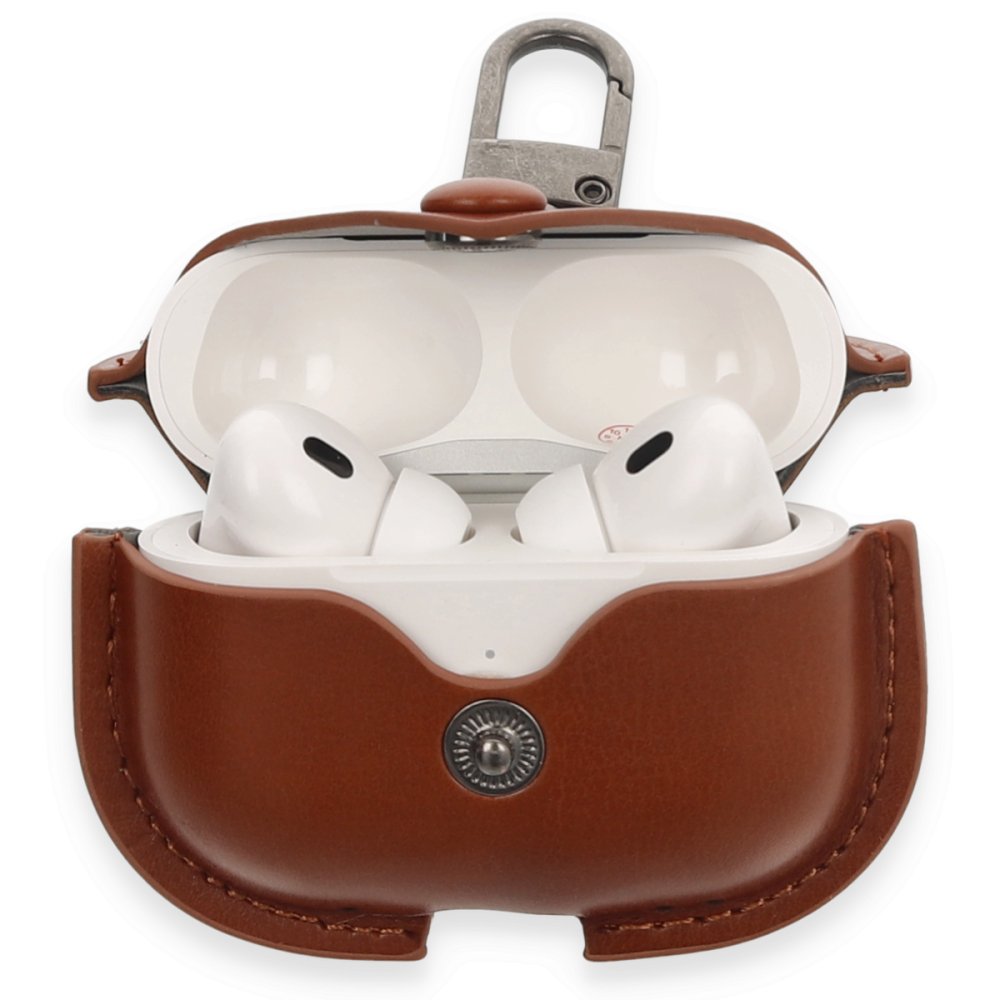  Airpods Pro 2 (2.nesil) Çanta Deri Kılıf - Taba