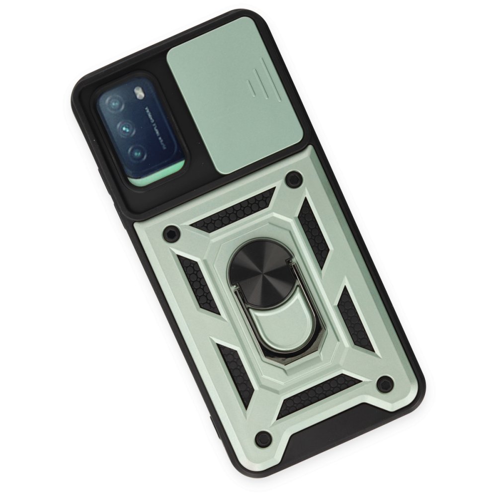  Xiaomi Pocophone M3 Kılıf Pars Lens Yüzüklü Silikon - Yeşil