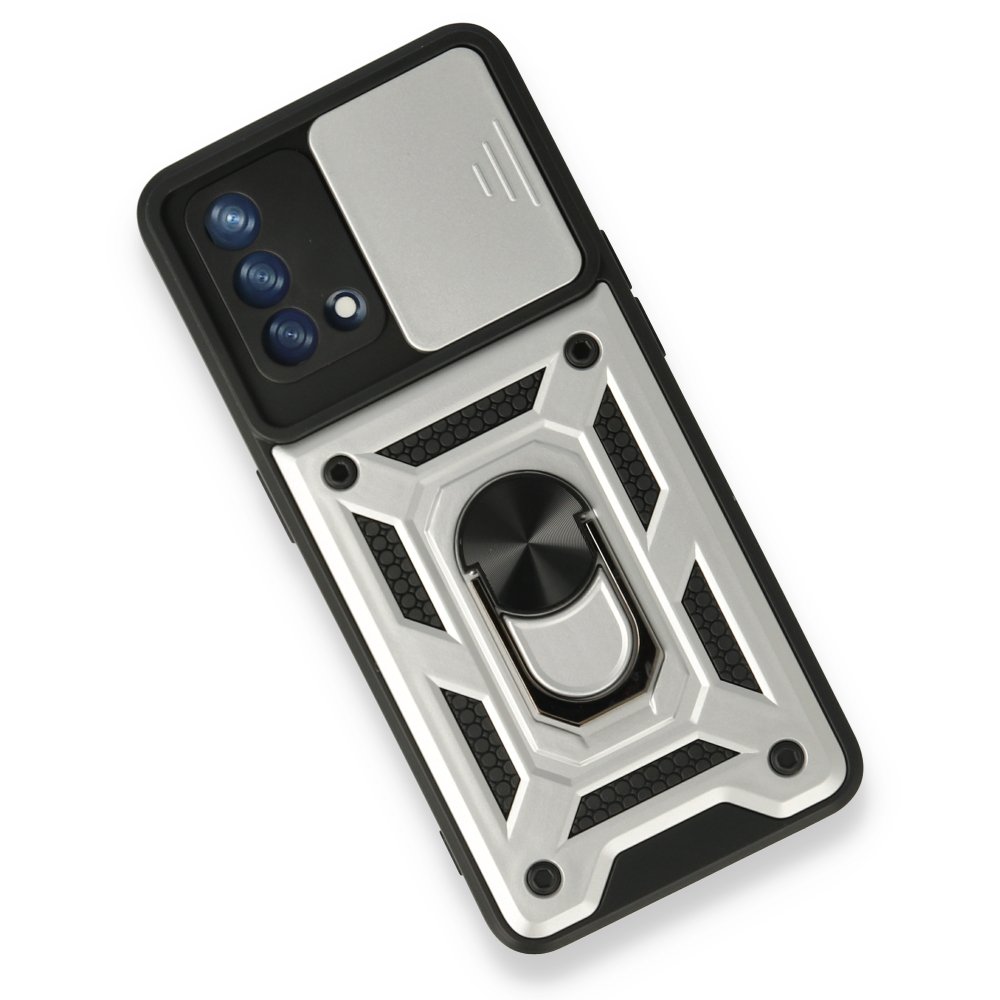 Oppo A74 4G Kılıf Pars Lens Yüzüklü Silikon - Gümüş  Oppo A74 4G Kılıf Pars Lens Yüzüklü Silikon - Gümüş