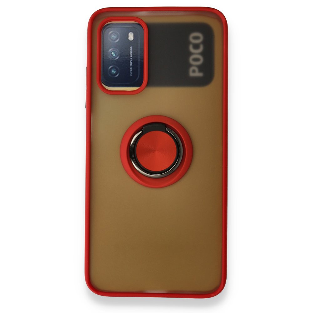 Redmi 9T Kılıf Montreal Yüzüklü Silikon Kapak - Kırmızı