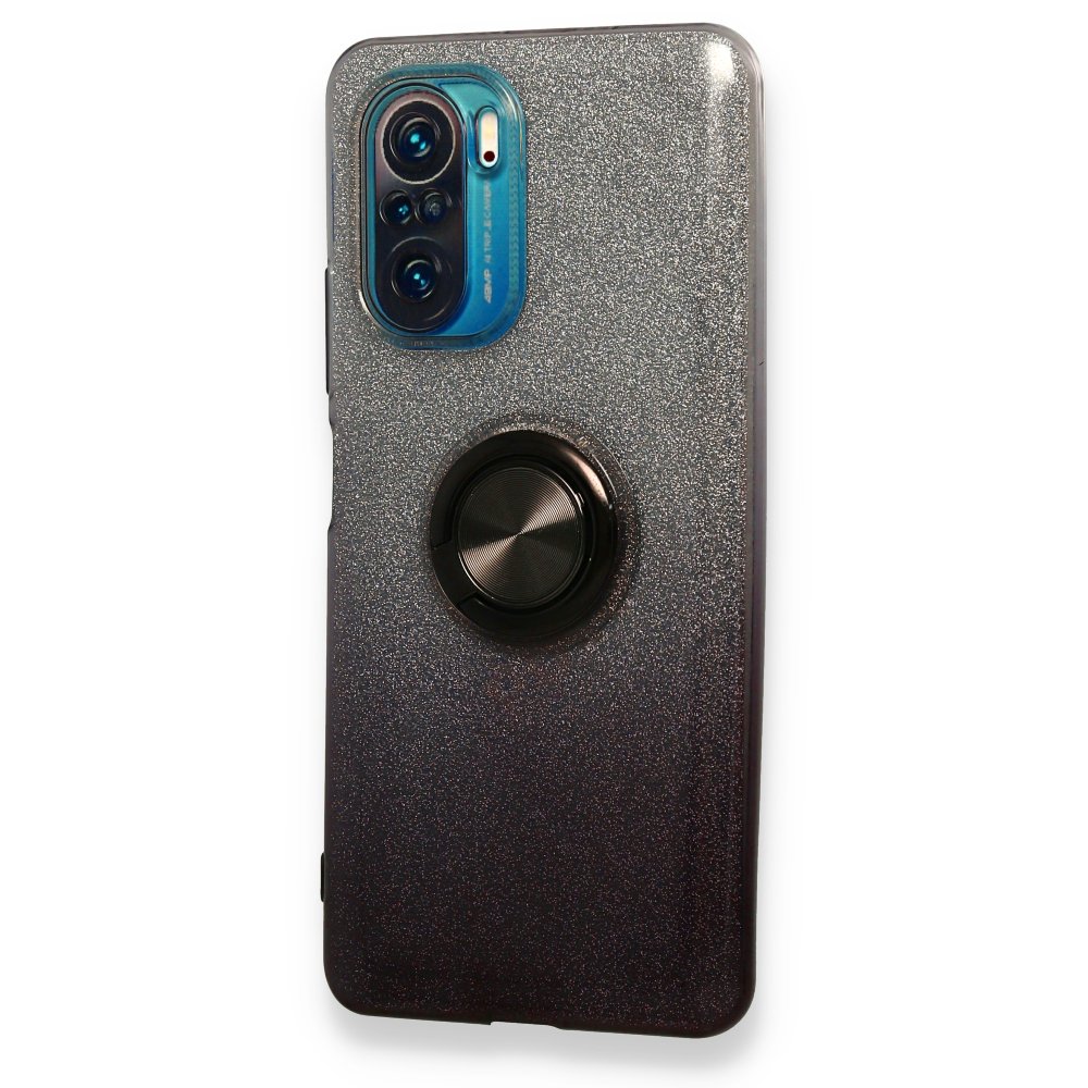 Redmi K40 Pro Kılıf Simli Yüzüklü Silikon - Siyah