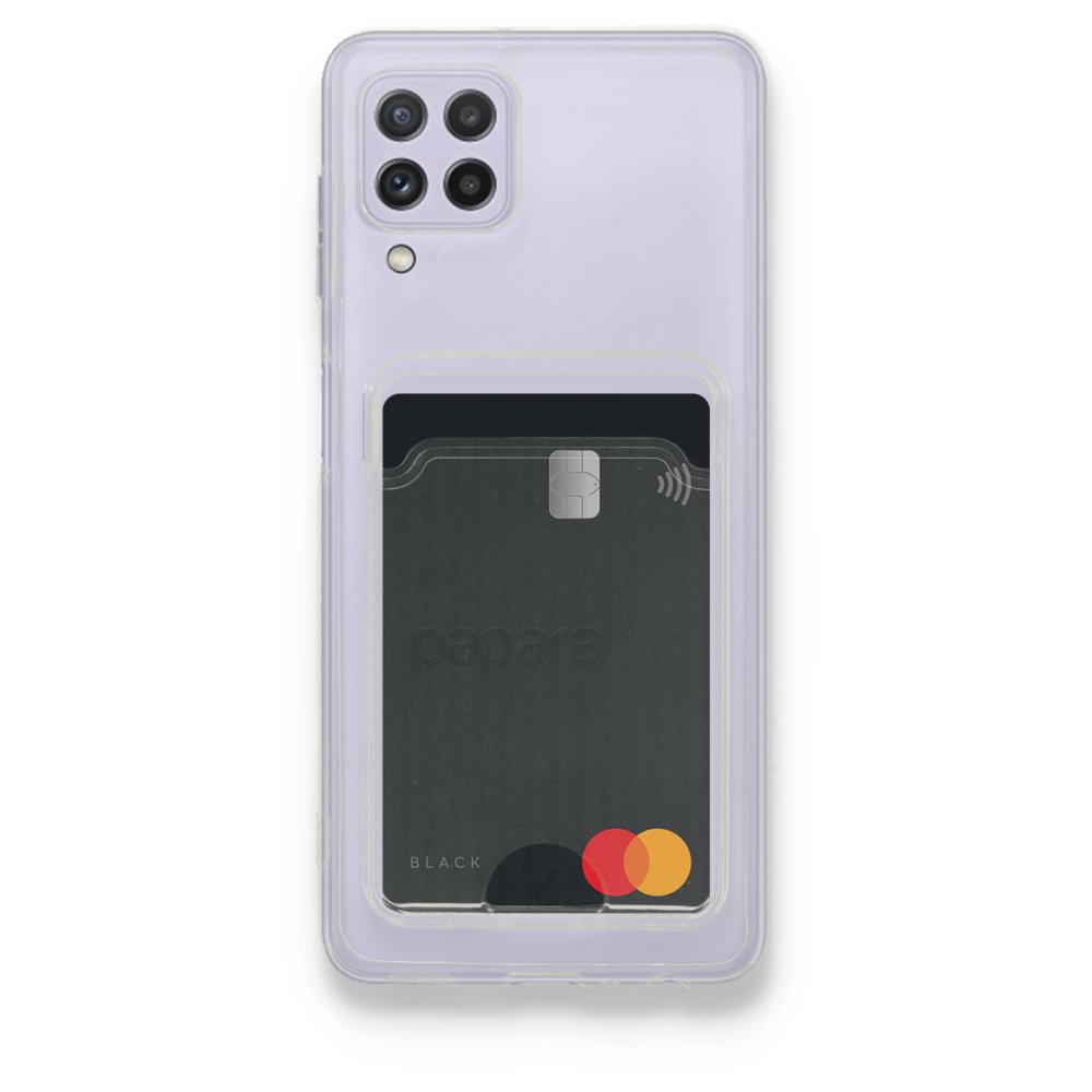  Samsung Galaxy A22 Kılıf Kart Şeffaf Silikon - Şeffaf