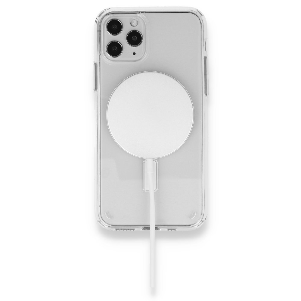  iPhone 11 Pro Max Kılıf Magneticsafe Şeffaf Silikon - Şeffaf