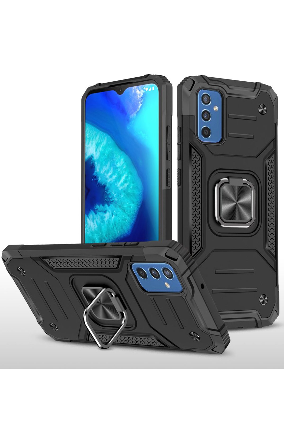  Samsung Galaxy M52 5G Kılıf Zegna Yüzüklü Silikon Kapak - Siyah