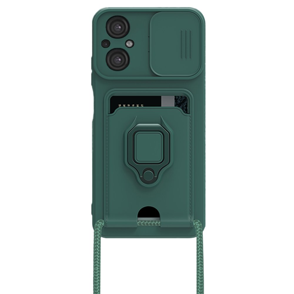  Xiaomi Poco M5 Kılıf Zuma Kartvizitli Yüzüklü Silikon - Yeşil