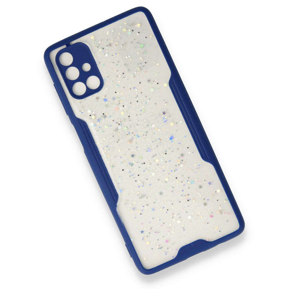  Samsung Galaxy M51 Kılıf Platin Simli Silikon - Lacivert