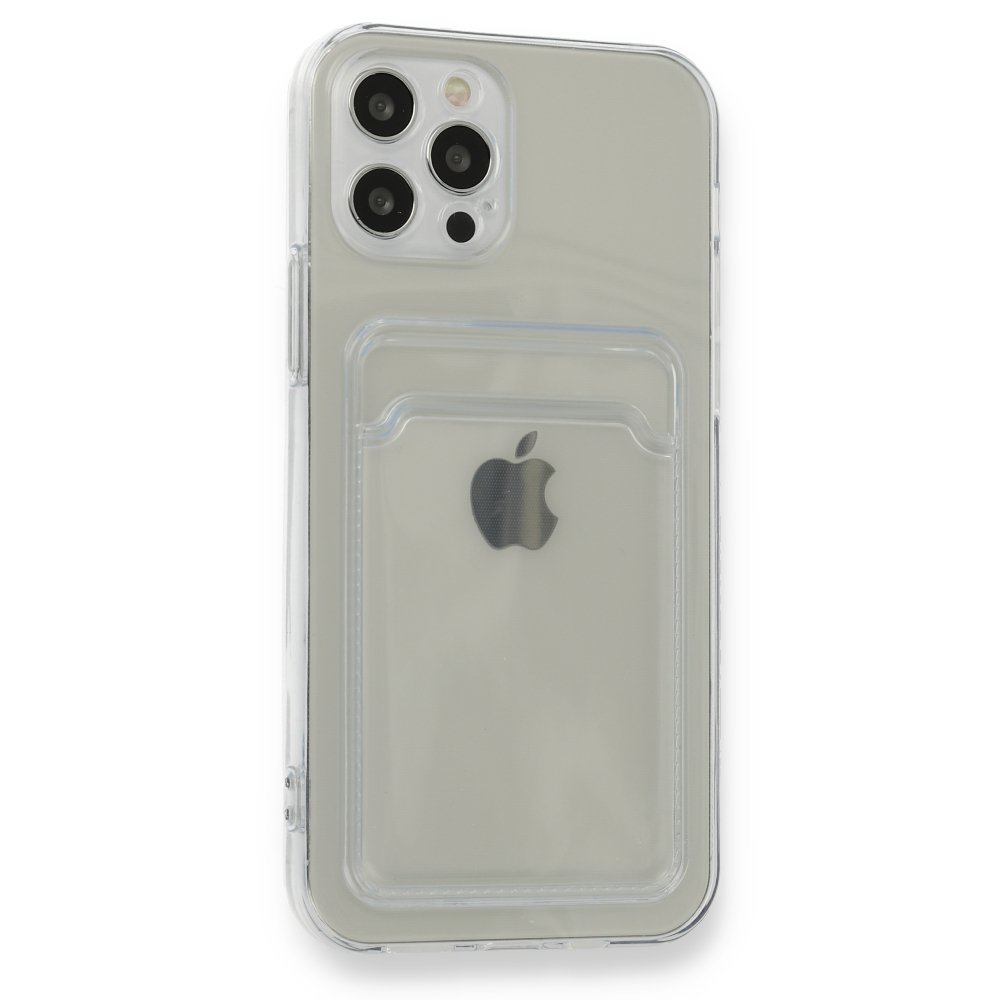  iPhone 12 Pro Kılıf Kart Şeffaf Silikon - Şeffaf