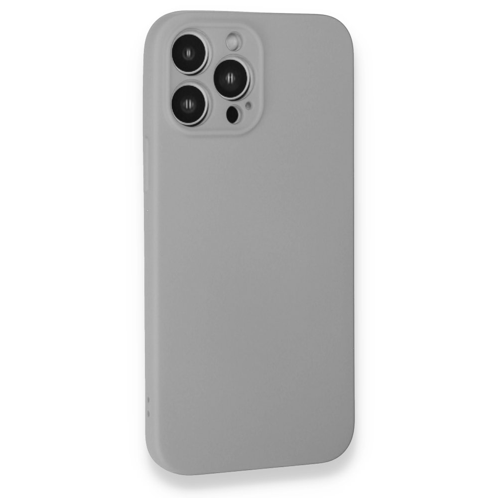  iPhone 13 Pro Max Kılıf Nano içi Kadife Silikon - Açık Gri