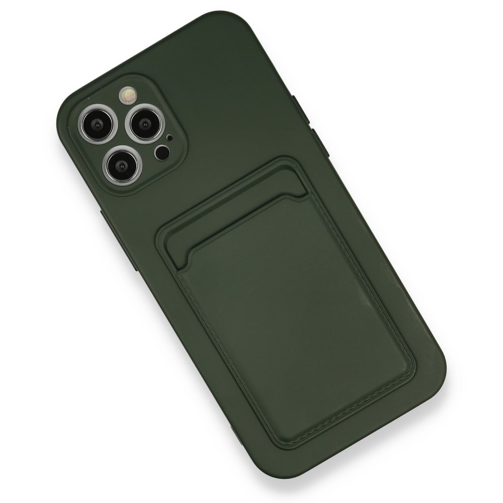  iPhone 12 Pro Max Kılıf Kelvin Kartvizitli Silikon - Koyu Yeşil